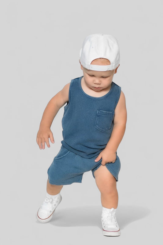 Little Bipsy 8T,9T blue waffle set