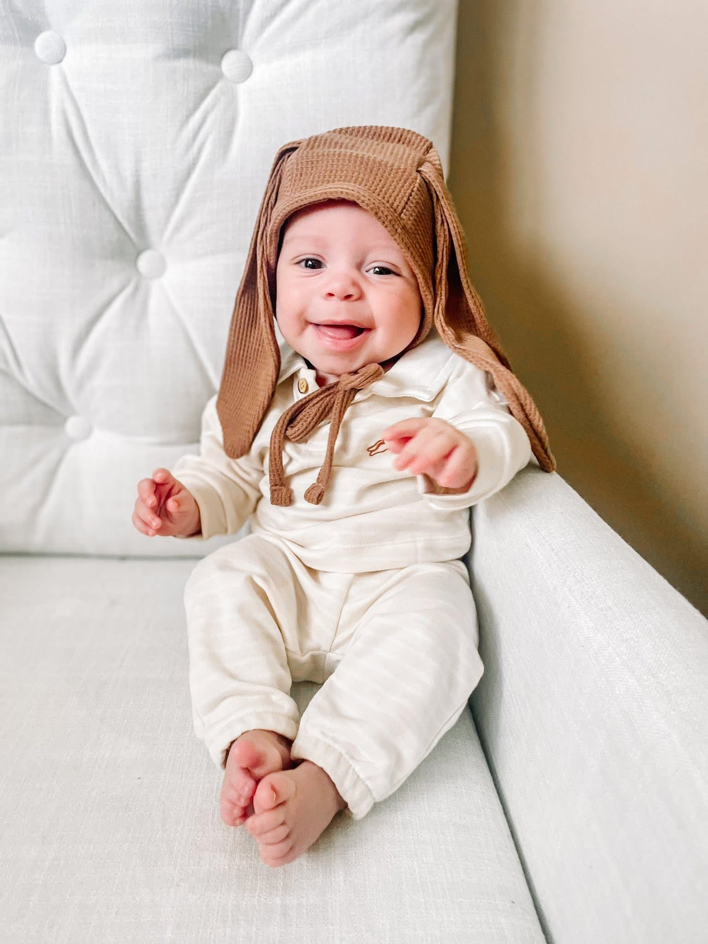 Waffle bunny ear hat