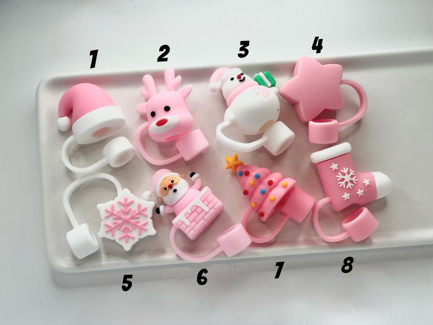 Pink Christmas straw covers