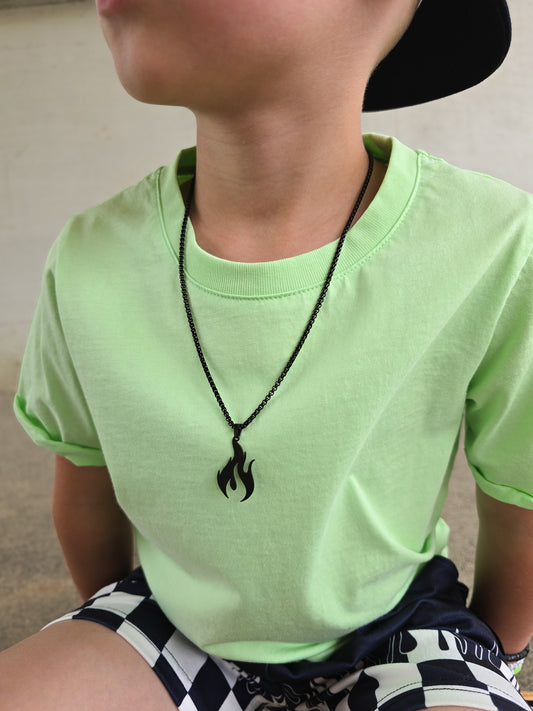 Flame necklace on box chain or waxed rope