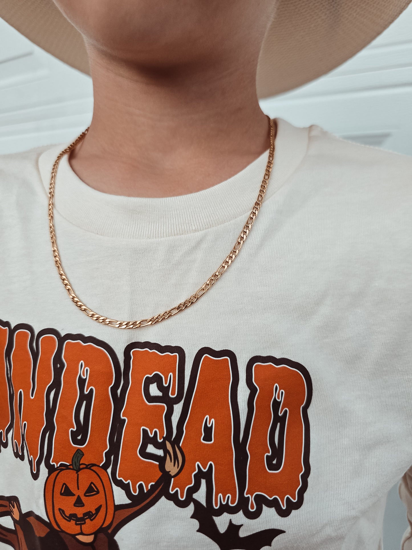 3mm stainless steel gold figaro necklace